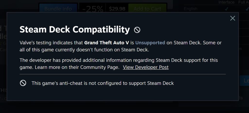 gta v steam deck