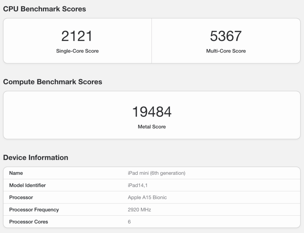 ipad mini 6 geekbench 6